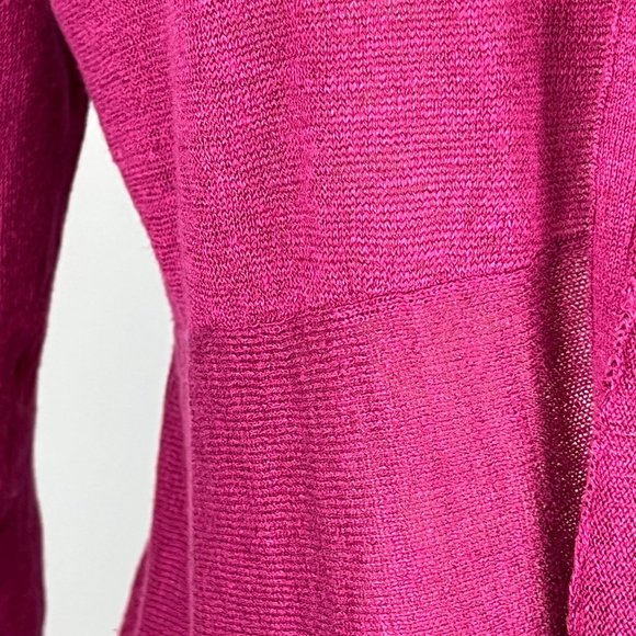 Eileen Fisher Womens Linen Silk Open Front Cardigan Sweater Raspberry size Small - Picture 4 of 12